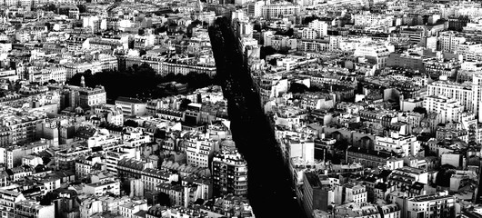 Aerial of Paris in Black and White
