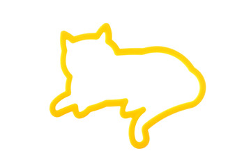 Cat shaped plastic cookie biscuit mold template isolated on white background