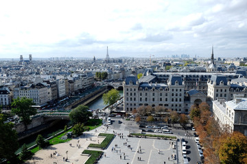 View towards Eiffel Tower from Notre Dame