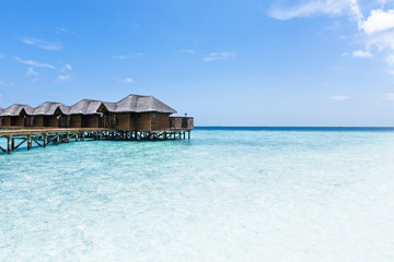 water bungalows at maldivian island