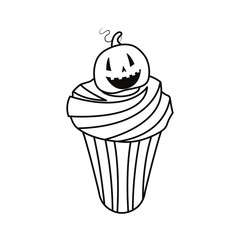sweet cupcake halloween on white background