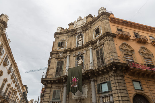 The famous baroque Quattro Canti square in Palermo, Sicily, Italy.