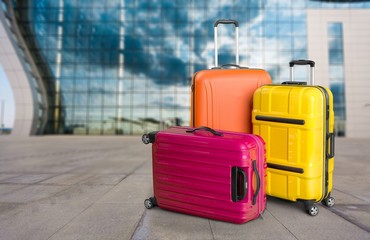 Large suitcases on background,travel concept