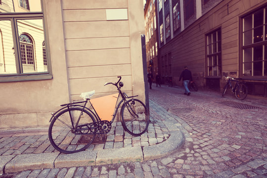 Advertisement bicycle in the street