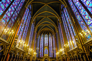 Interior of Sainte Chapelle in Paris