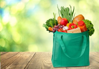 Full shopping  bag, isolated over  background