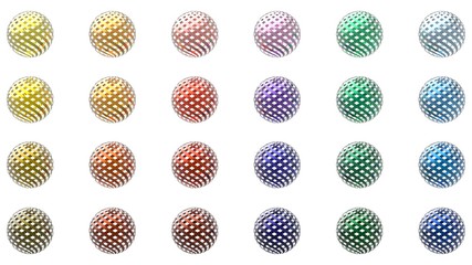 twenty-four colors round icon 3d rendering on white background