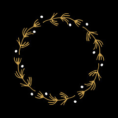 Christmas wreath Round Frames set hand drawn doodles. Vector illustration