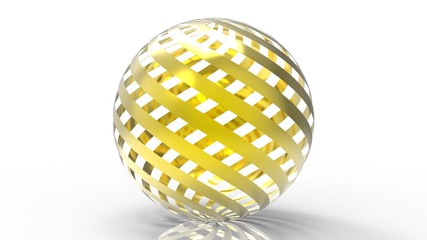 yellow color ball icon 3d rendering  on white background