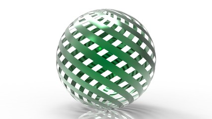 green color ball icon 3d rendering on white background