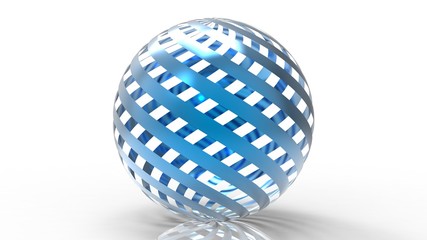 blue color ball icon 3d rendering on white background
