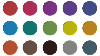 round fifteen color icon set 3d rendering on white background