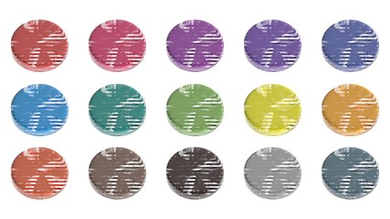 round fifteen color icon set 3d rendering on white background