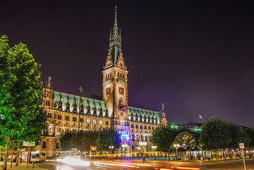 Hamburg Rathaus, night