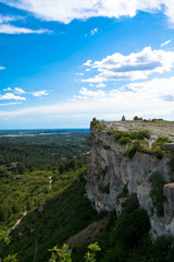 A view of the beautiful Alpilles countryside as seen from the Medieval ruins of the fortress of Les-Baux-De-Provence in France