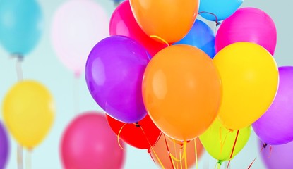 Bunch of colorful balloons on  background