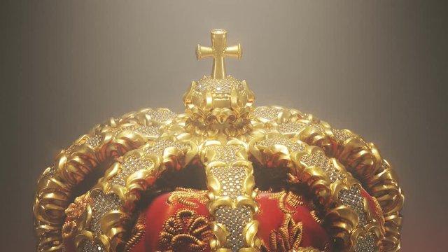 Royal vintage golden crown with cross and lions Symbolizing monarchy and kingdom