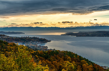 Fototapeta na wymiar Panorama Aussicht vom Haldenhof auf den Bodensee