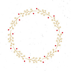 Christmas wreath Round Frames set hand drawn doodles. Vector illustration