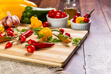 mix of peppers with tomato, garlic and olive oil.