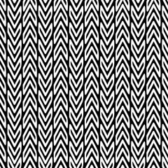 Zigzag black and white vector seamless pattern. Ornamental tribal chevron background. Repeat monochrome geometric backdrop. Abstract modern decorative striped ornament with zig zag lines, stripes