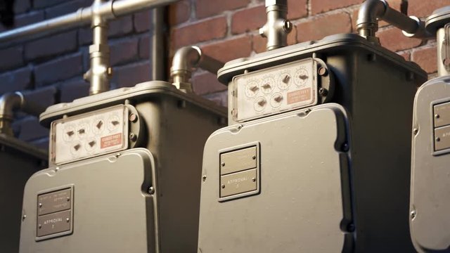 Gas meters showing fuel flow in a timelapse. Endless looping animation. 4KHD