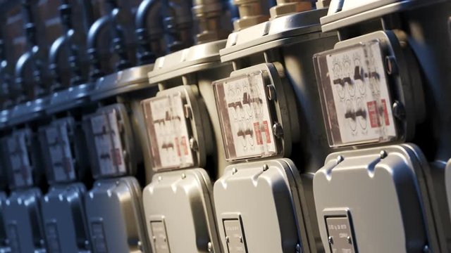 Gas meters showing fuel flow in a timelapse. Endless looping animation. 4KHD