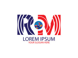 letter R and M logo circle line and combination