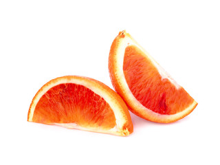 sliced blood orange isolated on white background