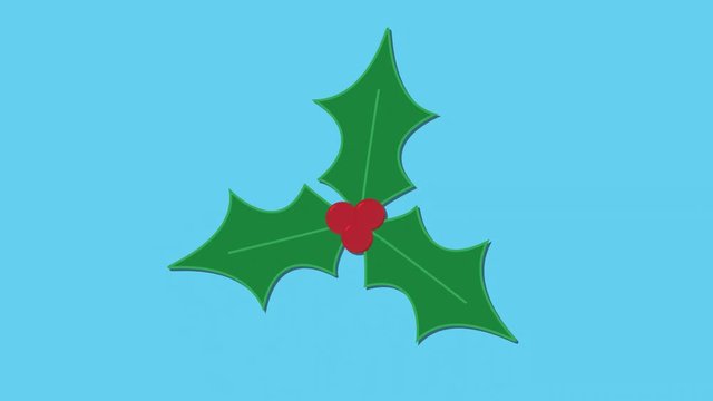 Holly bush festive christmas icon Animation blue