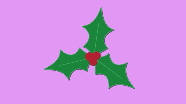 Holly bush festive christmas icon Animation pink