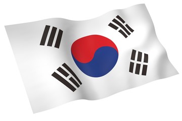 3D illustration of South Korea flag