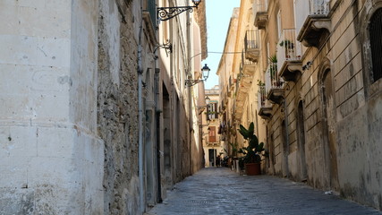 Ortigia Island, Sicily. Early in the morning, the narrow streets are still calm.