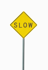 SLOW traffic sign isolated on white background