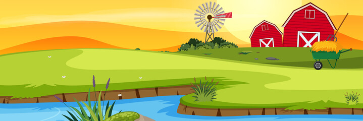 A farmland landscape at sunset © brgfx