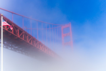 Fog view at Golden Gate Bridge