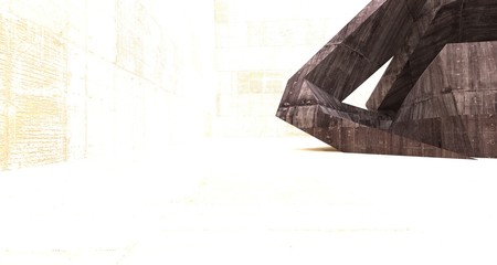 Abstract white and concrete interior. 3D illustration and rendering.