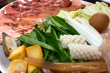 Fresh seafood in chabu store ready to eating