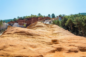 Panoramic view of the ocher lands in the Rustrel nature park