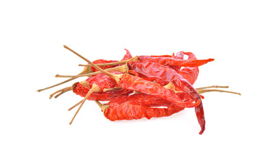 Dried chilli on white background