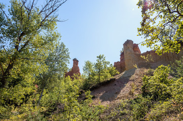 Panoramic view of the ocher lands in the Rustrel nature park