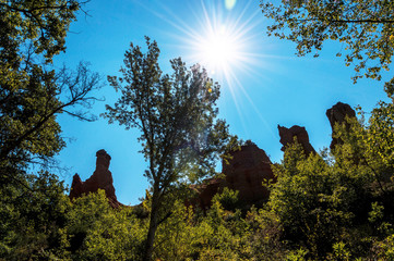 Panoramic view of the ocher lands in the Rustrel nature park