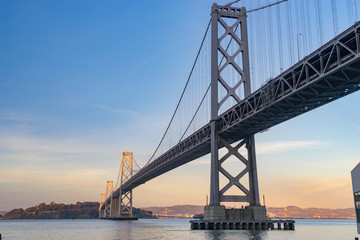 Fototapeta na wymiar The Bay Bridge of Oakland and San Francisco