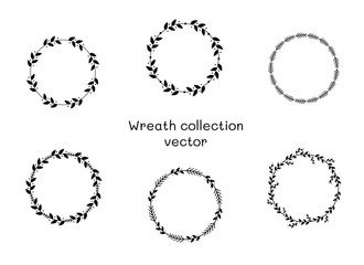 Vector set of different isolated wreaths. Perfect template.