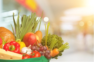 Full shopping  bag, isolated over  background