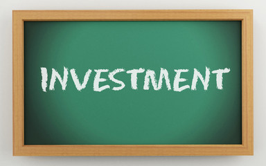 3d chalkboard with investment text