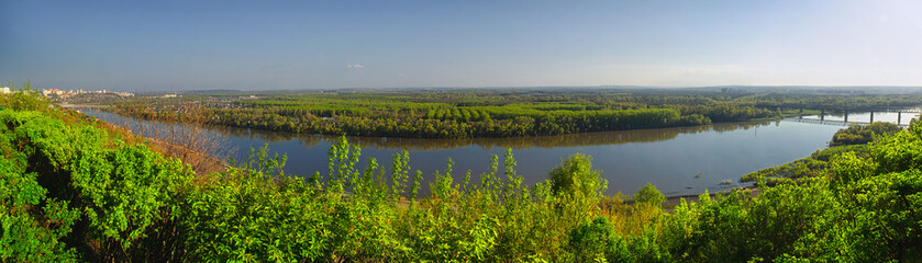 landscape of the river in the summer sun