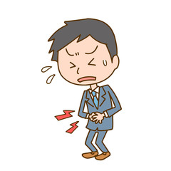 男性　会社員　腹痛　痛い