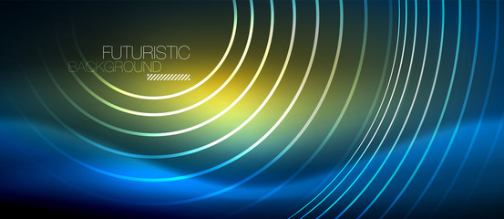 Neon glowing circles background