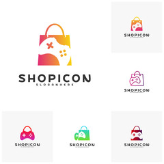 Set of Game Shop Logo Template Design Vector